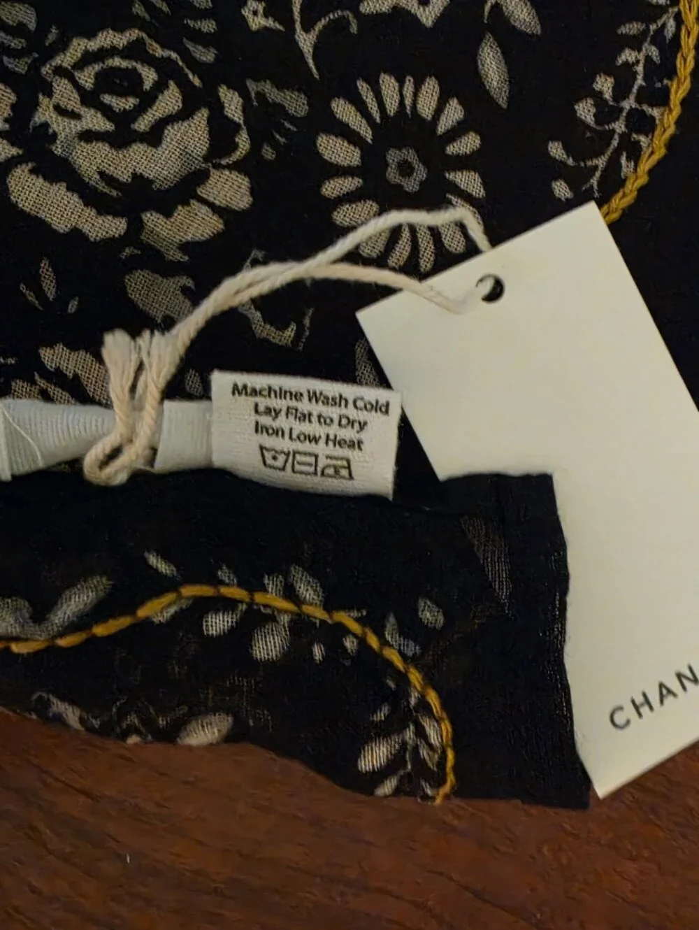 Chan Luu Black Embroidered Bandana